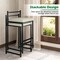Set of 2 Stack-able Counter-Height Bar Stools with PU Leather & Footrest